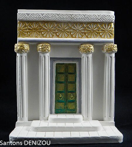 Grand Temple de Jérusalem pour crêche blanche de 4 cm