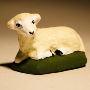 Mouton Couché Blanc pour santons de 7 cm