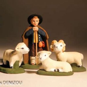 Santon de Berger jeune et ses Moutons 4cm