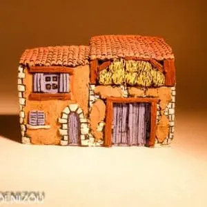 Mini Grange en Plâtre pour santons puces (2 cm)