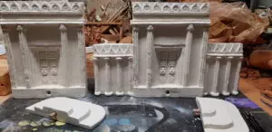Prototypes de la façade du Temple pour crèche Blanche