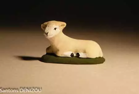 santon de Mouton couché pour 4 cm