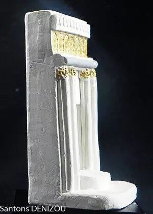Facade Temple pour crèche blanche